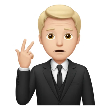 white man in formal suit thinking, hand on mouth, shrugging sticker