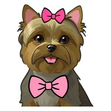 a light yorkie w a pink bow  sticker