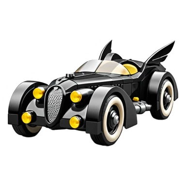  the animated series aerodynamic Lego opulent dark knight futuristic concept Batmobile loosely based on 1936 cord 812 jaguar(flat long straight faceted mechanical body) winged stealthy street hot rod  sticker