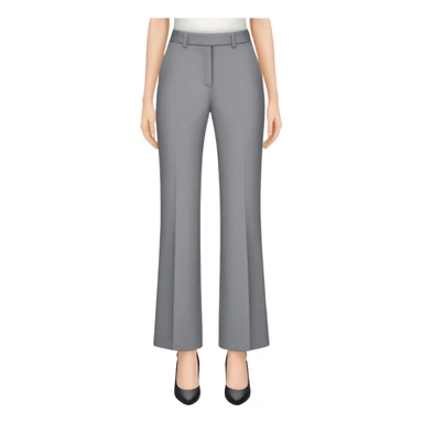 petite gray wide leg tailored pants for women, shorter length, ankle length, for short height woman, dress trousers, only the garment on white background sticker