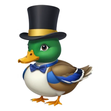 Create a mallard which has a hat and a monocle
 sticker