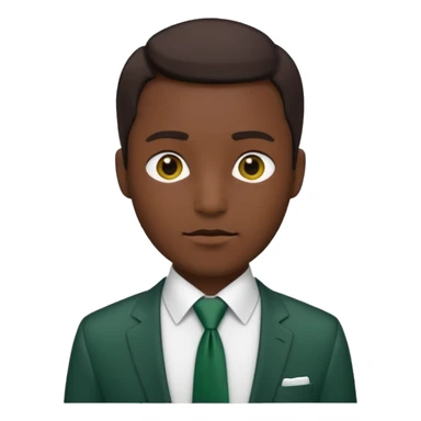 minimalist male dark green tie on white shirt, iOS emoji style, no faces or emojis sticker