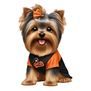 yorkie wearing a baltimore orioles bandana sticker