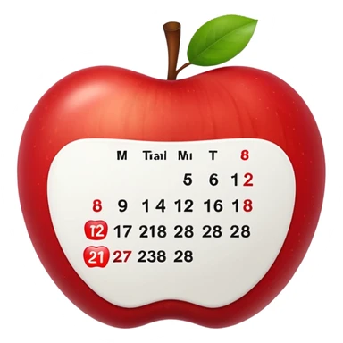 calendar with number 28, white page and red top, apple style emoji sticker