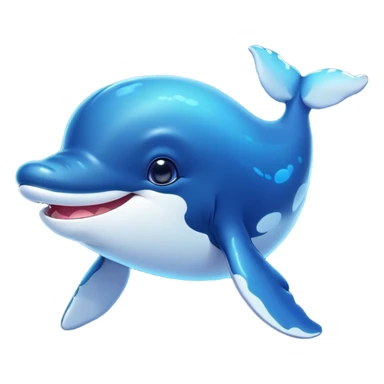 Cinematic Cute Humpback Whale Portrait Emoji, Head tilted playfully and inquisitively, featuring a softly rounded body with bright, sparkling eyes and an adorably expressive mouth, Simplified yet irresistibly adorable features, highly detailed, glowing with a warm, ocean-blue glow, high shine, affectionate and gentle, stylized with a touch of whimsical aquatic charm, soft glowing outline, capturing the essence of a friendly and endearing whale that seems as if it could sing its way into your heart! sticker