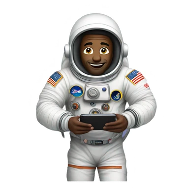 Man astronaut use iphone sticker
