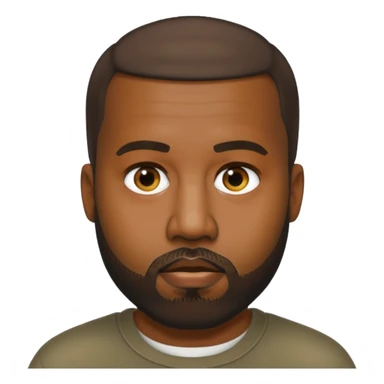Kanye West with beard and short hair, apple emoji style sticker