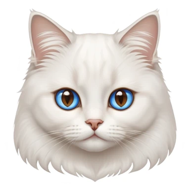 White British longhair cat blue eyes with brown eye girl sticker