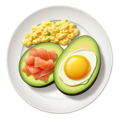 sliced avocado, scrambled-eggs and smoked salmon sticker