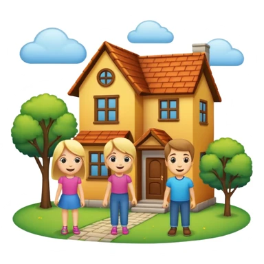 House with two peoples and two kids  sticker