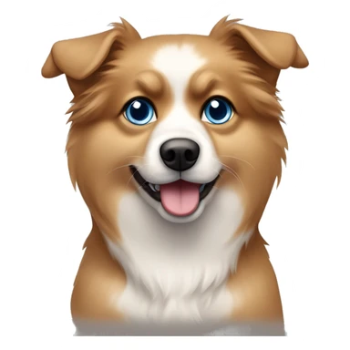 Zwergspitz dog with heterocromia blue and brown eyes, color of fur light brown and white sticker