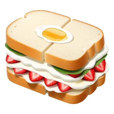 Japanese strawberry sandwich with fluffy white bread and fresh cream, neatly sliced to show cross section sticker