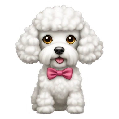 White poodle with bow sticker