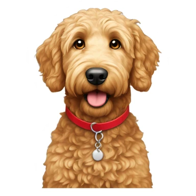 Golden doodle with white spot on forehead with red collar  sticker