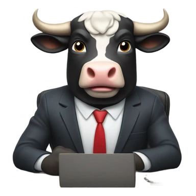 smiling bull wearing suit using computer sticker