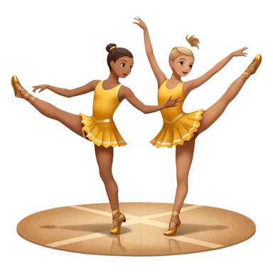 Icon for Sports Dance: a couple in competitive dance attire performing a synchronized dance, with dance shoes, a rhythmic floor, and a competition backdrop. The icon should capture athleticism, technique, and precision in sports dance. Transparent background. sticker