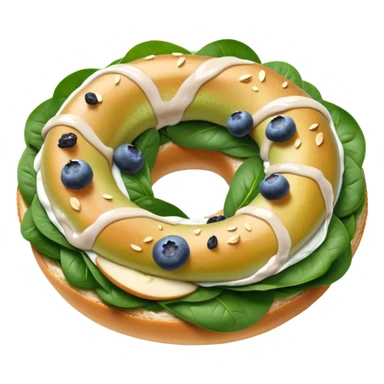 Pear spinach salad with half a blueberry bagel on the side sticker