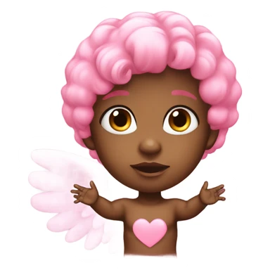 Black baby angel pink cupid sticker