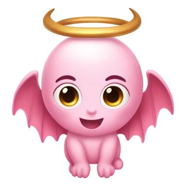 Light pink cute devil with halo and angel wings sticker