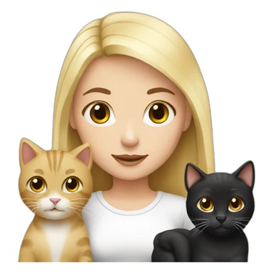 Blond white girl with 2 cats  one brown and one black sticker