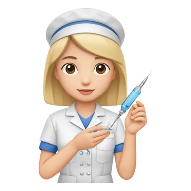 nurse holding vaccination needle sticker
