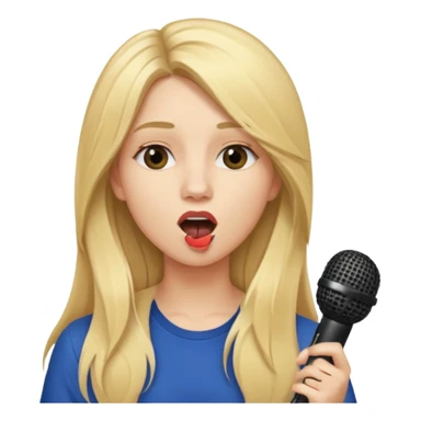 Singer Young woman – long blonde hair, around 20s,  singing into mic sticker