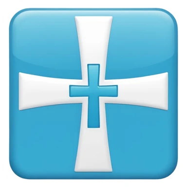 simple flat cyan blue square icon with a clean white greek cross like thsi: ☩ sticker