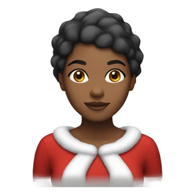 Black woman with black short hair with a Santa hat and a red dress  sticker