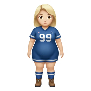 overweight blonde girl full body in cowboys jersey sticker