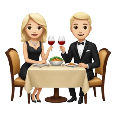 ligth couple having dinner at a restaurant full body sticker