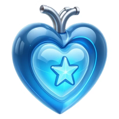 A translucent 3D heart with a sci-fi blue star inside sticker