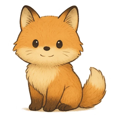 A cute, fluffy fox with a round head in the style of Studio Ghibli. sticker