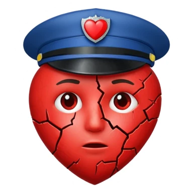 Corazón roto con gorra de policia sticker