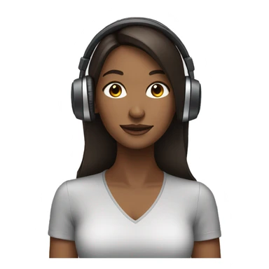 woman with headphones brunette sticker