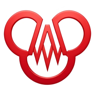 Minimalistic logo for MedSignal, sleek red pulse forming the letters 'AI' inside a smooth geometric shape, glowing red accents, clean white background, no black, conveying high-tech healthcare and AI technology sticker