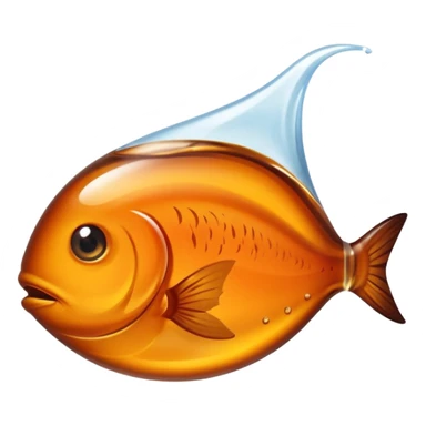 small glossy puddle or drop of amber-brown fish sauce with translucent fluid texture and slightly oily sheen, smooth organic shape, rich umami flavor, soft lighting, subtle shadows, emoji scale sticker