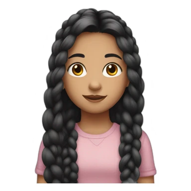 A young girl with black long hair in a braid sticker