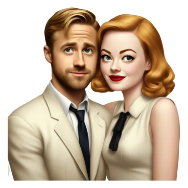 Ryan gosling and Emma stone 1940s party sticker
