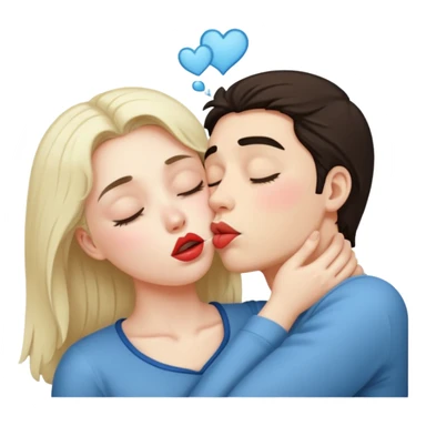 Sleep, deprived person giving a kiss sticker