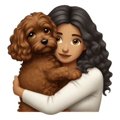 pretty girl dark long hair latina makeup hugging a brown cavapoo sticker