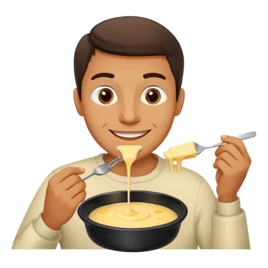 man almost eating cheese fondue sticker