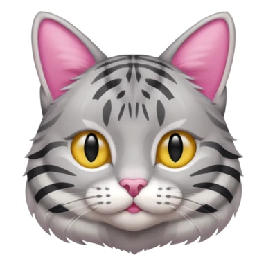 grey tabby cat: pink ears  sticker