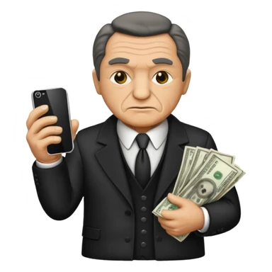 Mafia boss holding money and phone sticker