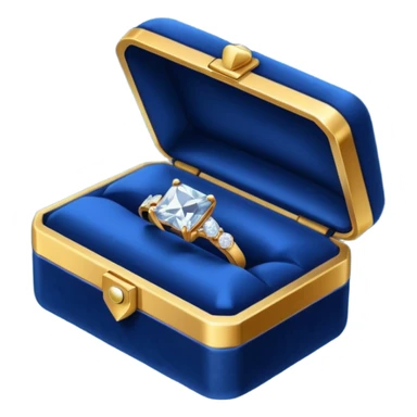 dark blue box with an engagement ring sticker