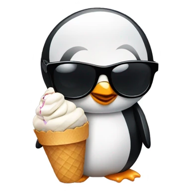A penguin with Black sunglasses with an icecream in his flipper sticker