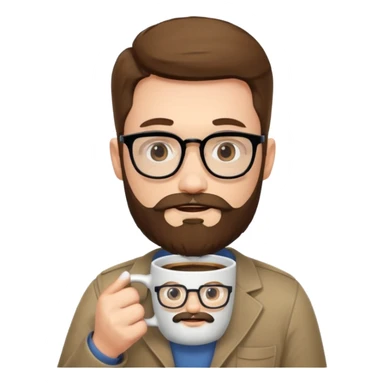 men with bearded with opticals  on holding coffee sticker