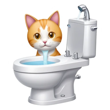 cat using a modern bidet sticker