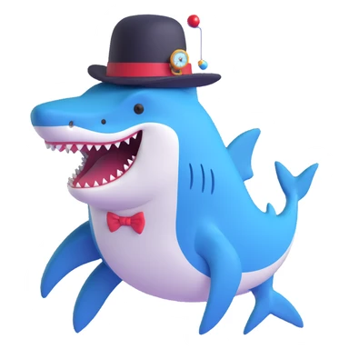 shark wearing a top hat and monocle sticker