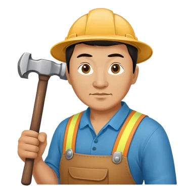 photorealistic kazakh worker middle age with 
hammer sticker