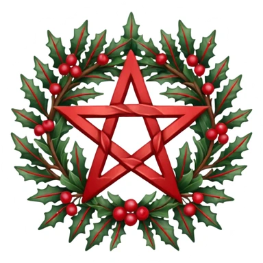 yule pentacle, evergreens, berries sticker